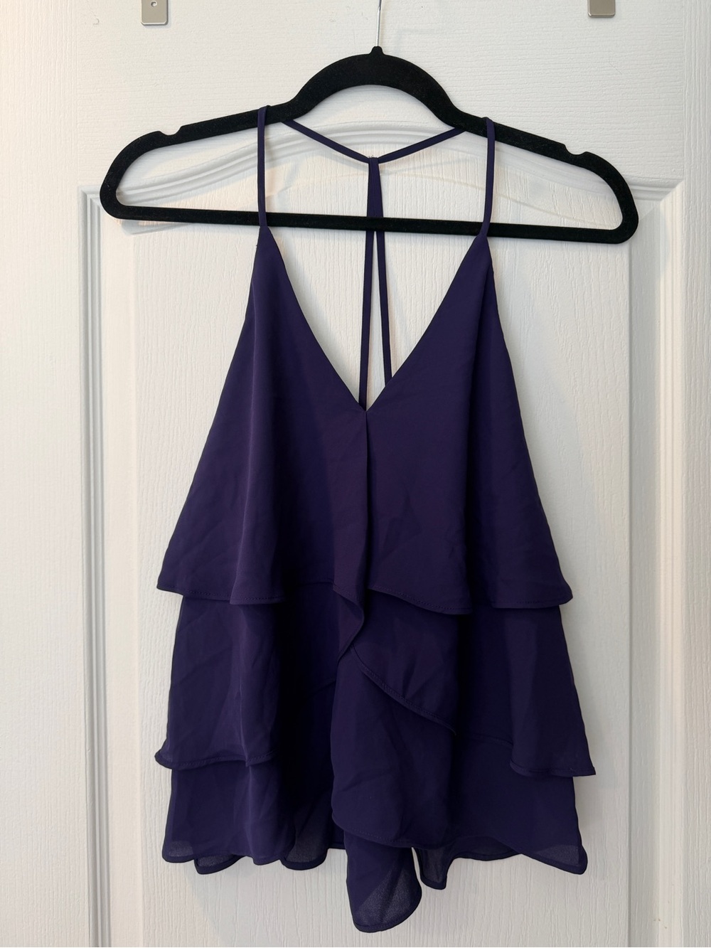 Express Layered V-Neck Ruffle Cami Top - Purple